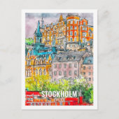 Stockholm Schweden Berühmter Reiseplatz Wasserfarb Postkarte (Vorderseite)