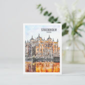 Stockholm Schweden Berühmter Reiseplatz Wasserfarb Postkarte (Stehend Vorderseite)
