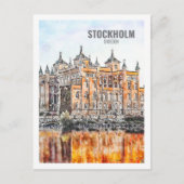 Stockholm Schweden Berühmter Reiseplatz Wasserfarb Postkarte (Vorderseite)