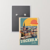 Stockholm Schweden Button (Vorderseite/Rückseite)
