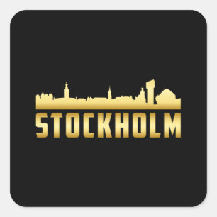Stockholm Schweden City Skyline Cityscape Funny Gi Quadratischer Aufkleber