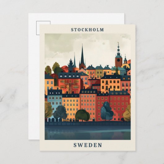 Stockholm Schweden Elegante Art Vintage Postkarte (Vorne/Hinten)