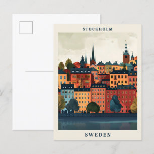 Stockholm Schweden Elegante Kunst Vintage Reise Postkarte