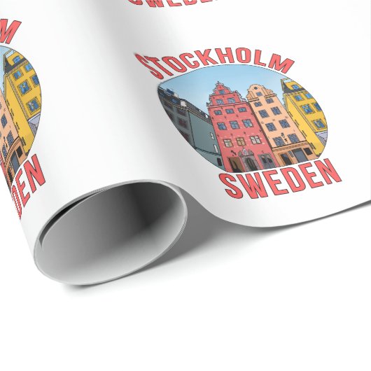 Stockholm Schweden Geschenkpapier (Rolleneckpunkt)