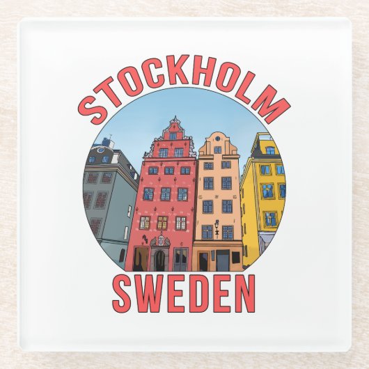 Stockholm Schweden Glasuntersetzer (Vorderseite)
