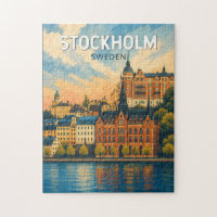 Stockholm Schweden Illustration Reise Kunst Vintag