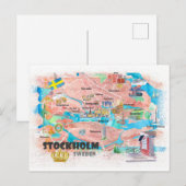 Stockholm - Schweden - Illustrierte Karte (Vorne/Hinten)