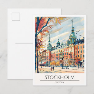 Stockholm Schweden Kunst Illustration Reise Postkarte
