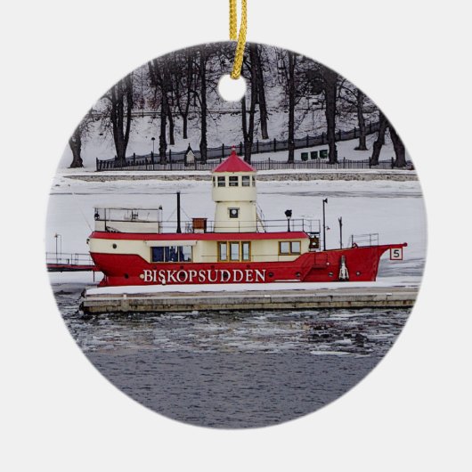 Stockholm Schweden Lightship Biskopsudden Keramikornament (Vorne)