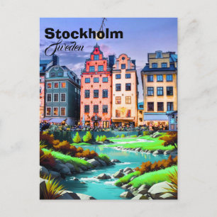 Stockholm Schweden Postkartenkunst, Stockholm Post Feiertagspostkarte