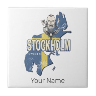Stockholm Schweden Provinz Karte Vintag Souvenir Fliese