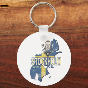 Stockholm Schweden Provinz Karte Vintag Souvenir Schlüsselanhänger