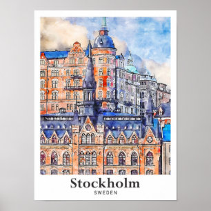 Stockholm Schweden Reiseskizze Poster