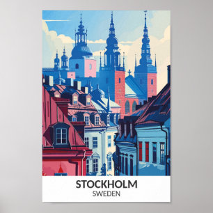 Stockholm Schweden Retro Artwork Travel Poster
