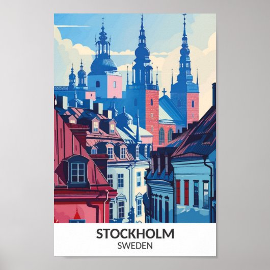 Stockholm Schweden Retro Artwork Travel Poster (Vorne)