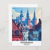 Stockholm Schweden Retro Artwork Travel Postkarte (Vorne/Hinten)