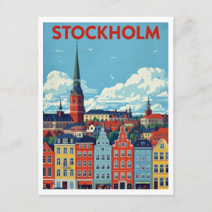 Stockholm, Schweden Retro-Stadtansicht Reise Postkarte