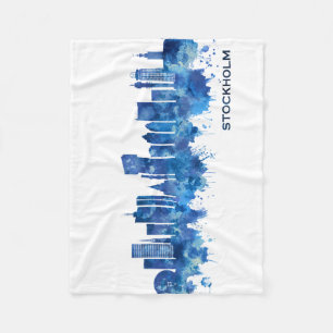 Stockholm Schweden Skyline Blue Fleecedecke