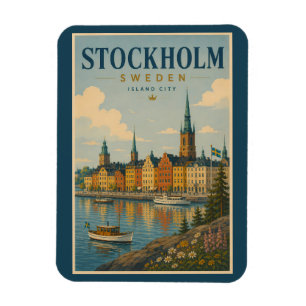 Stockholm Schweden Skyline Illustration Reise Kuns Magnet