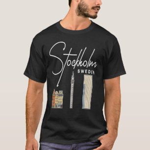 Stockholm Schweden Skyline Karte T-Shirt