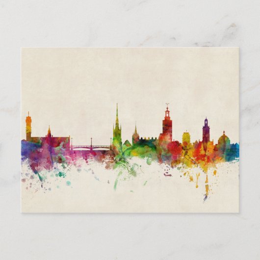 Stockholm Schweden Skyline Postkarte (Vorderseite)