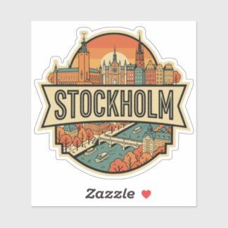 Stockholm Schweden Skyline Vintage Reiseabzeichen Aufkleber