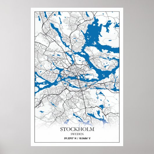 Stockholm Schweden Stadtkarte Einfach Poster (Vorne)