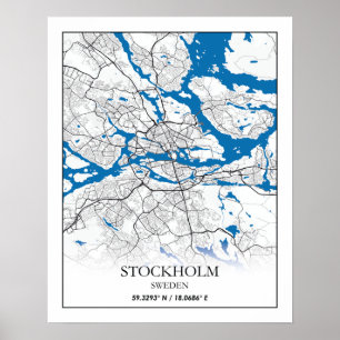 Stockholm Schweden Stadtkarte Einfach Poster