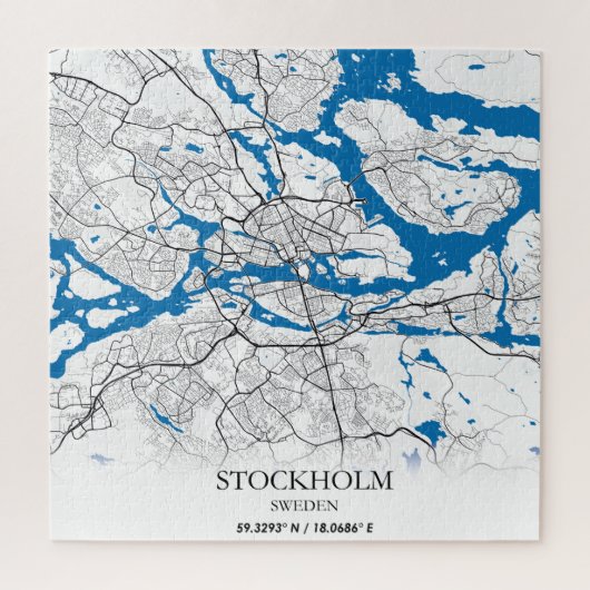 Stockholm Schweden Stadtkarte Einfach Puzzle (Vertikal)