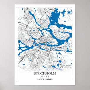 Stockholm Schweden Stadtplan Einfach Poster