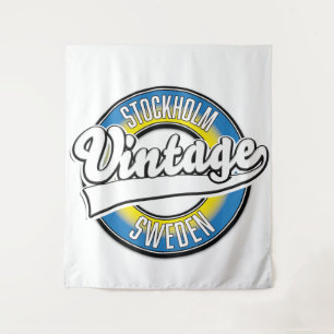 Stockholm Schweden Vintage-Logo Poster Wandteppich