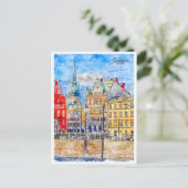 Stockholm Schweden Vintage Reise Aquarell Postkarte (Stehend Vorderseite)