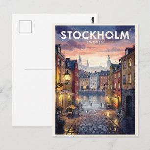 Stockholm Schweden Vintage Reise Postkarte