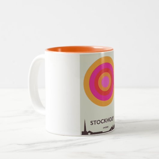 Stockholm, Schweden Vintage Reiseplakat. Zweifarbige Tasse (Vorderseite Links)