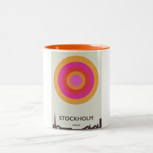 Stockholm, Schweden Vintage-Reiseposter. Zweifarbige Tasse