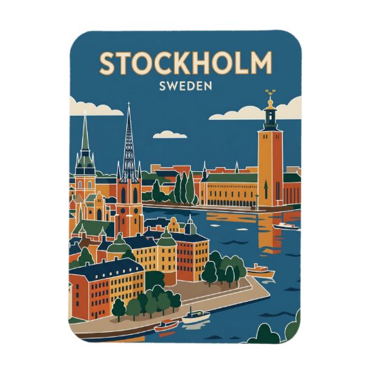 Stockholm Skyline Schweden Magnet (Vertikal)