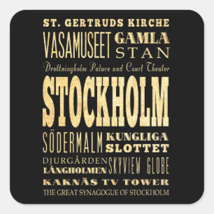 Stockholm Stadt Vereinigtes Königreich Typografie  Quadratischer Aufkleber