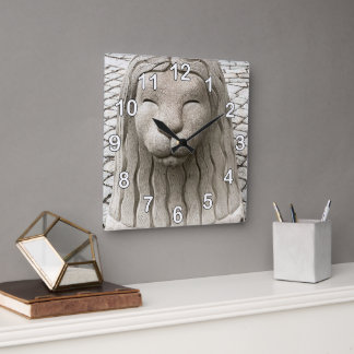 Stockholm Stone Lion Clock Numbers Quadratische Wanduhr
