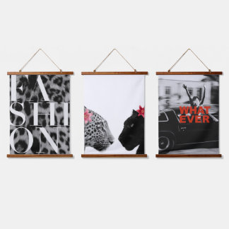 Stockholm Style Y2K-Wandkunst-Set aus 3 Teilen Wandteppich Mit Holzrahmen