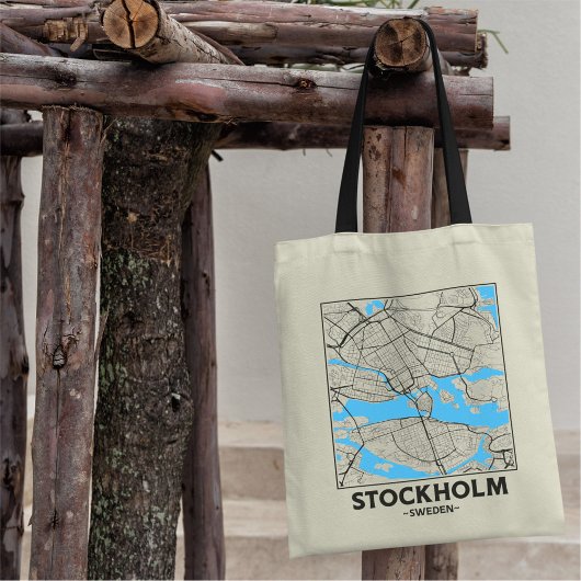 Stockholm, Sweden City Map Tote Bag Tragetasche