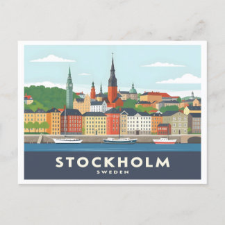 Stockholm Sweden Gamla Stan Pastel Travel Postkarte