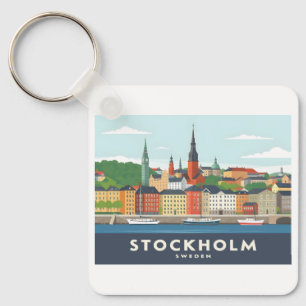 Stockholm Sweden Gamla Stan Pastel Travel Schlüsselanhänger