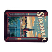 Stockholm Sweden Reise Vintage Balkon Aussichtsges Magnet (Horizontal)