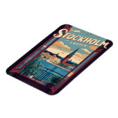 Stockholm Sweden Reise Vintage Balkon Aussichtsges Magnet (Linke Seite)