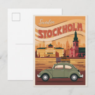 Stockholm Sweden Reise Vintage Geschenke und Souve Postkarte