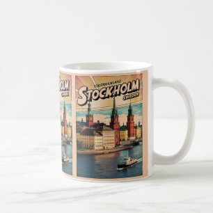 Stockholm Sweden Reise Vintages Comic Geschenke Kaffeetasse