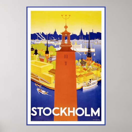 "Stockholm" Vintage Travel Poster (Vorne)