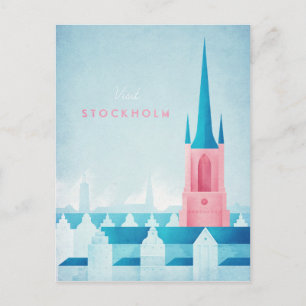 Stockholm Vintage Travel Poster - Art Postkarte