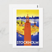 Stockholm Vintage Travel Poster wiederhergestellt Postkarte (Vorne/Hinten)