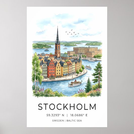 Stockholm Wall Art Print Nordic Waterfront Poster (Vorne)